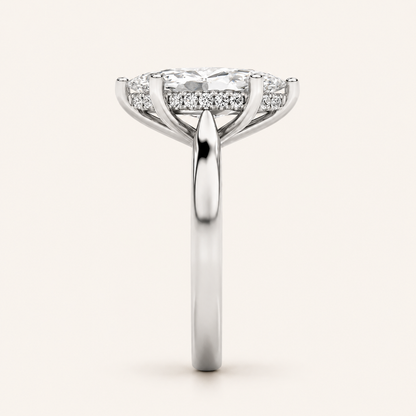 3.00 CT Marquise Cut Lab Grown Diamond Cathedral Shank Solitaire Ring