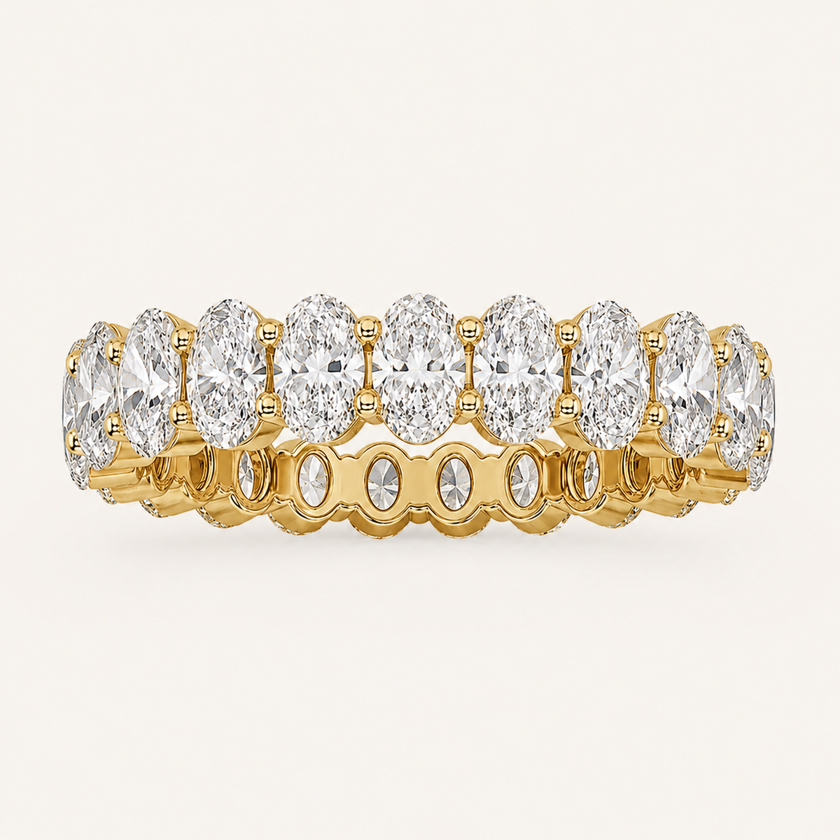 2.25CT Oval Cut Lab Grown Diamond Split Prong Eternity Ring