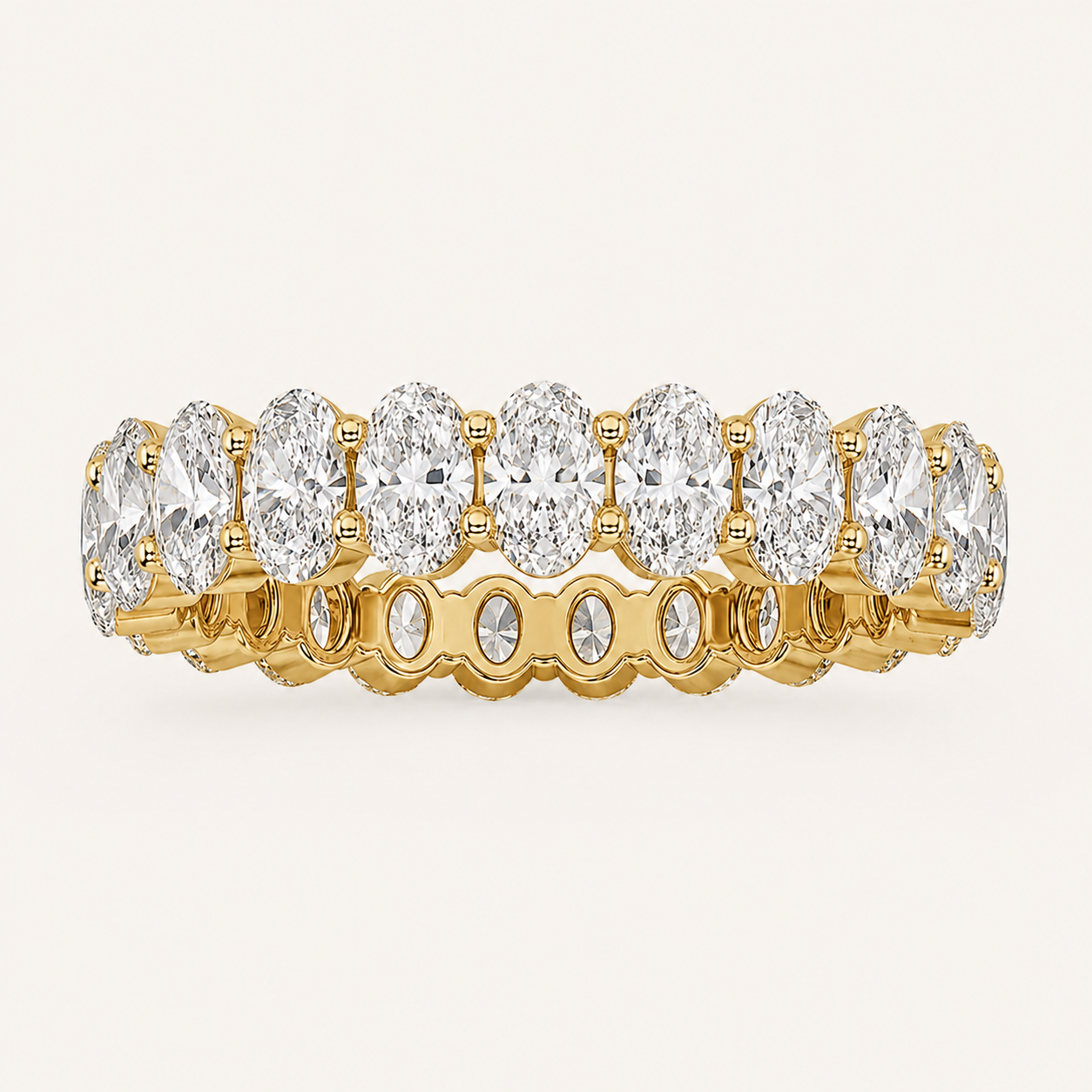 2.25CT Oval Cut Lab Grown Diamond Split Prong Eternity Ring
