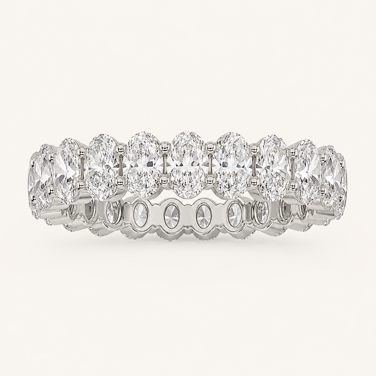 2.25CT Oval Cut Lab Grown Diamond Split Prong Eternity Ring