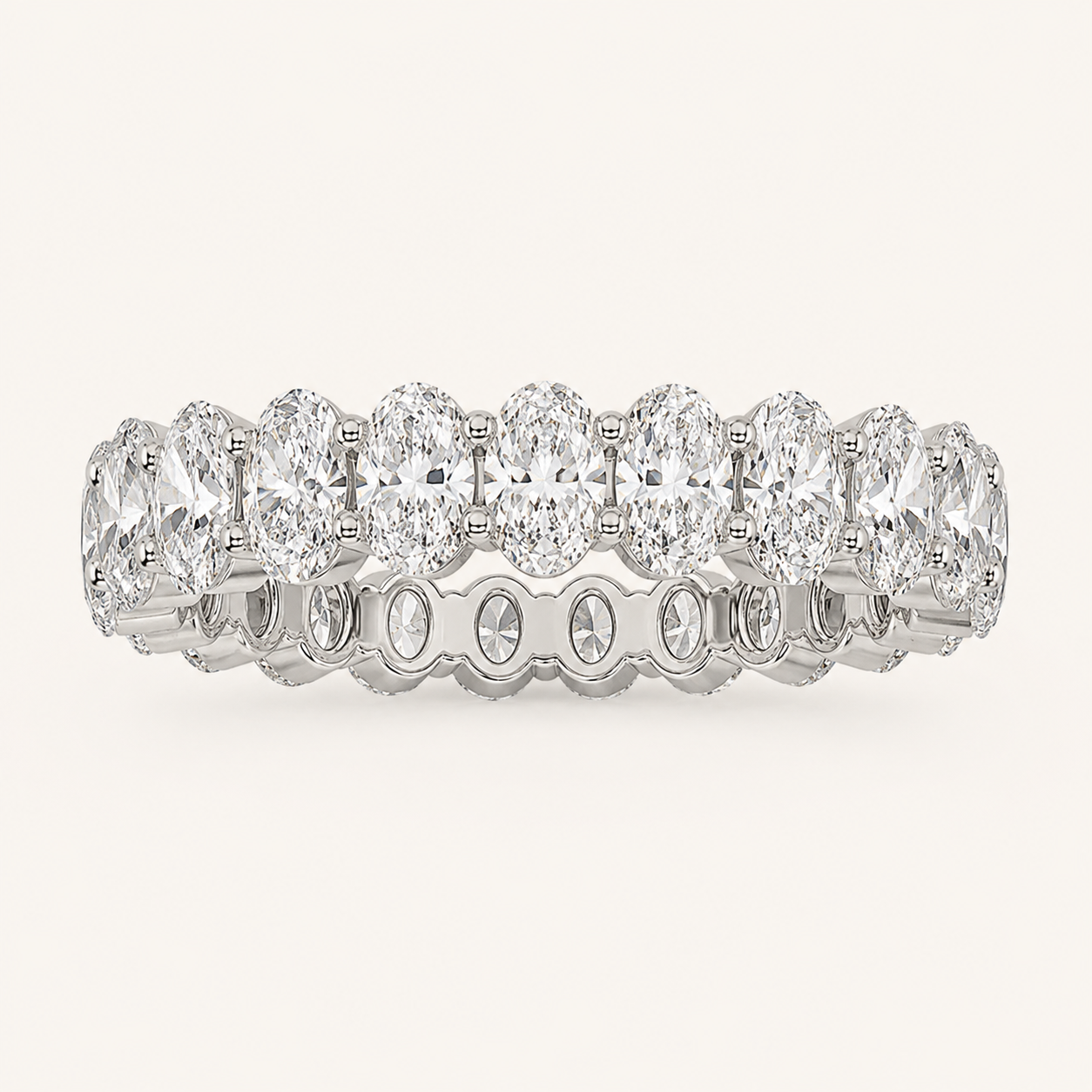 2.25CT Oval Cut Lab Grown Diamond Split Prong Eternity Ring