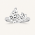 3.00 CT Pear Cut And Round Cut Lab Grown Diamond Toi et Moi Ring