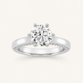 2.00 CT Round Cut Lab Grown Diamond Tulip Motif Accented Solitaire Ring