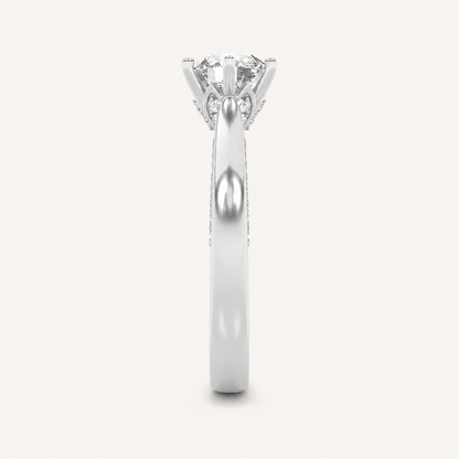2.00 CT Round Cut Lab Grown Diamond Tulip Motif Accented Solitaire Ring