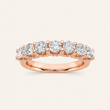1.00 CT Round Cut Lab Grown Diamond Accented Double Halo Ring Set