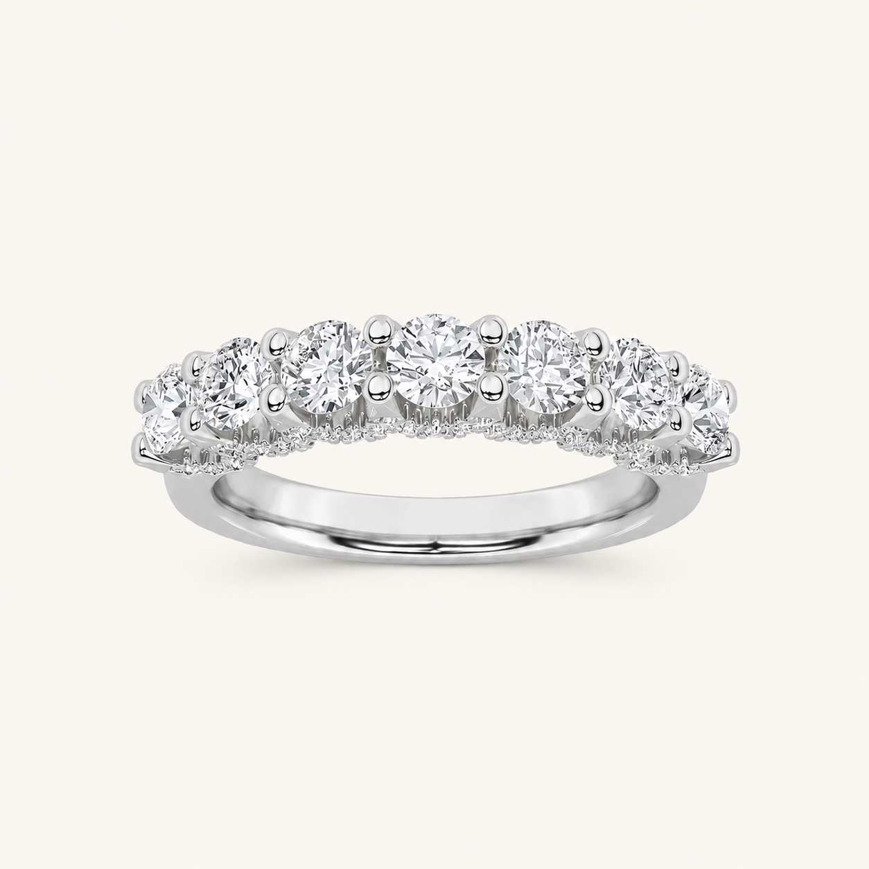 1.00 CT Round Cut Lab Grown Diamond Accented Double Halo Ring Set