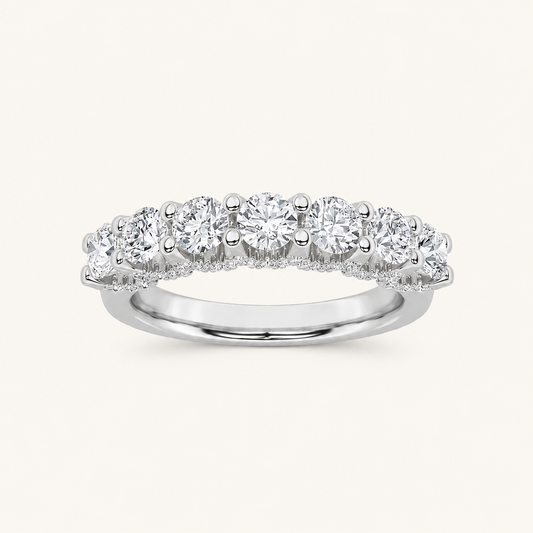 1.00 CT Round Cut Lab Grown Diamond Accented Double Halo Ring Set