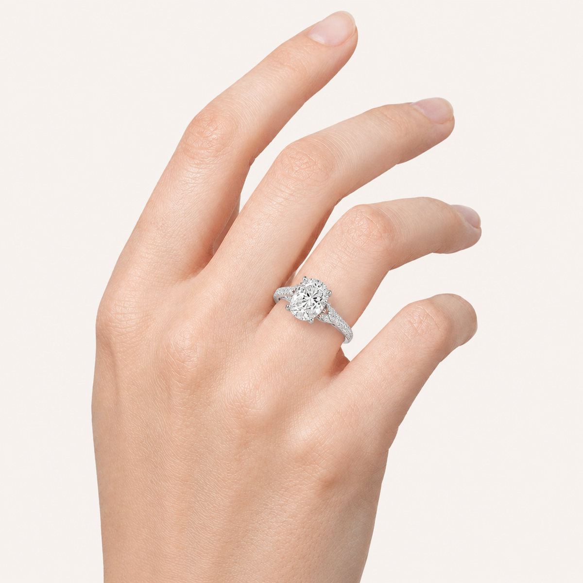 2.5CT Pear Cut Lab Grown Diamond Hidden Halo Accented Engagement Ring