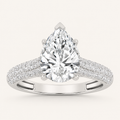 2.5CT Pear Cut Lab Grown Diamond Hidden Halo Accented Engagement Ring