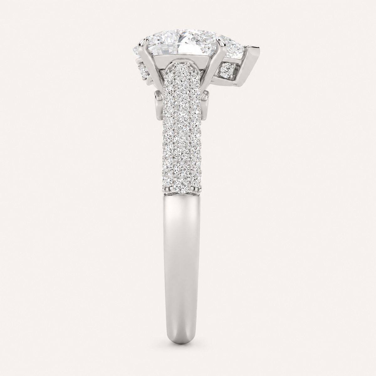 2.5CT Pear Cut Lab Grown Diamond Hidden Halo Accented Engagement Ring