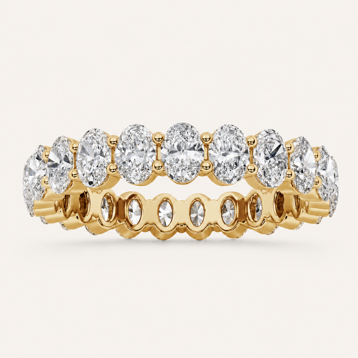 2.4CT Oval Cut Lab Grown Diamond Split Prong Eternity Ring