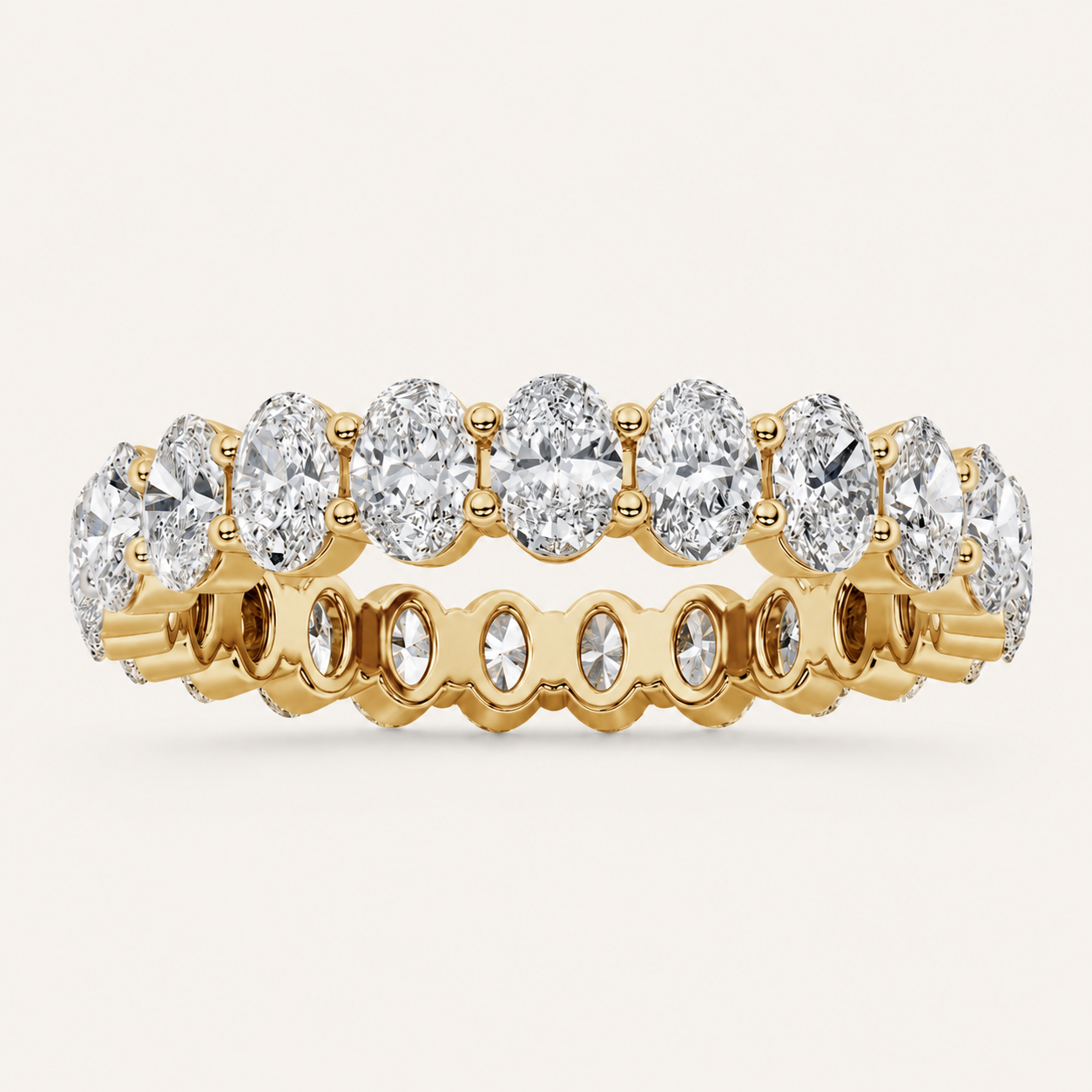 2.4CT Oval Cut Lab Grown Diamond Split Prong Eternity Ring