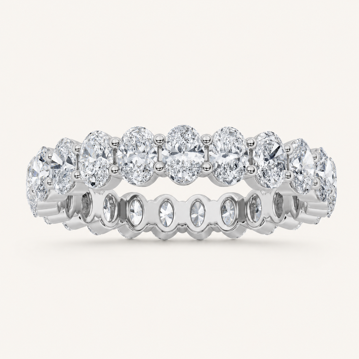 2.4CT Oval Cut Lab Grown Diamond Split Prong Eternity Ring