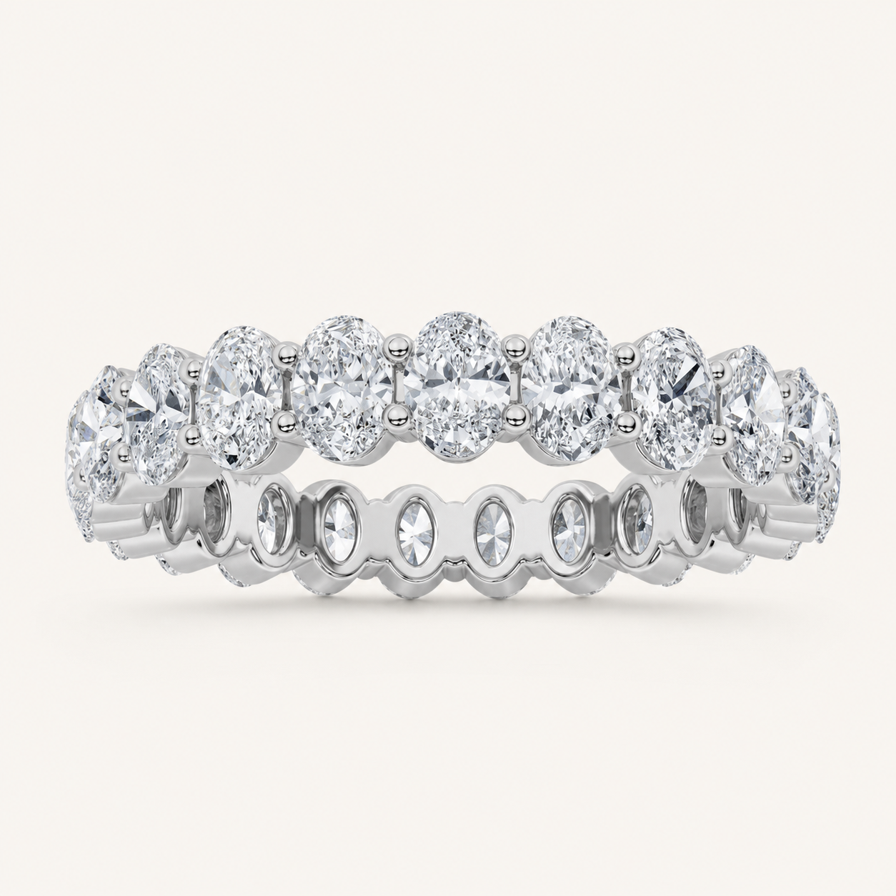 2.4CT Oval Cut Lab Grown Diamond Split Prong Eternity Ring