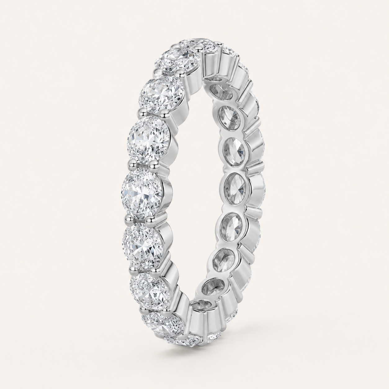 2.4CT Oval Cut Lab Grown Diamond Split Prong Eternity Ring