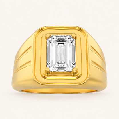 2CT Emerald Cut Lab Grown Diamond Men's Ring