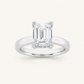3.00 CT Emerald Cut Lab Grown Diamond Cathedral Shank Solitaire Ring