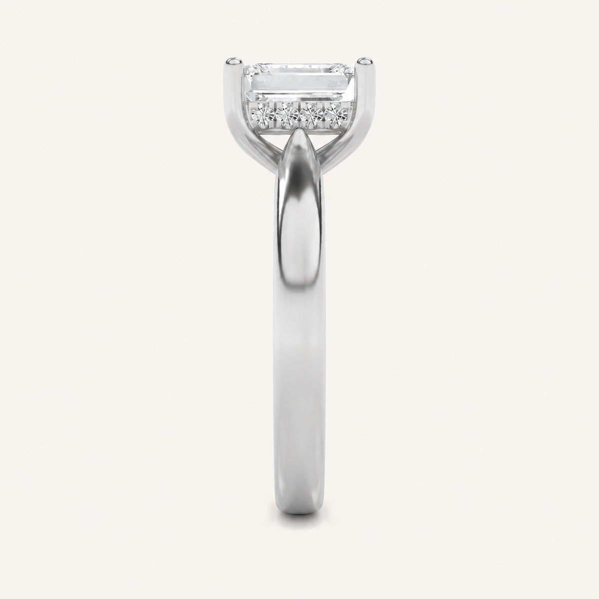 3.00 CT Emerald Cut Lab Grown Diamond Cathedral Shank Solitaire Ring