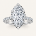 2CT Marquise Cut Lab Grown Diamond Halo Accented Engagement Ring