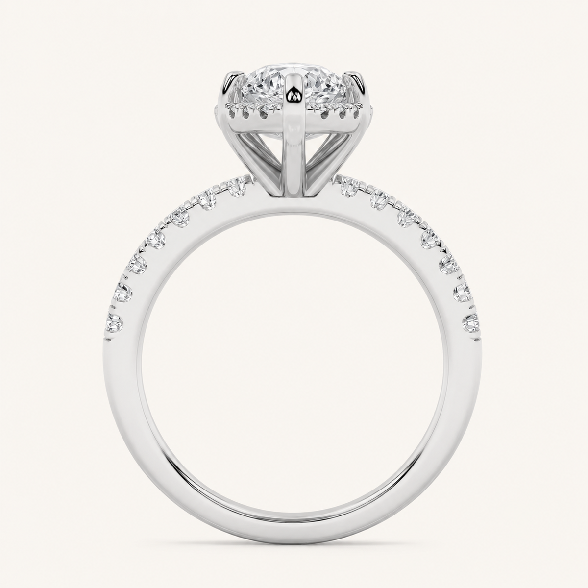 2CT Marquise Cut Lab Grown Diamond Halo Accented Engagement Ring