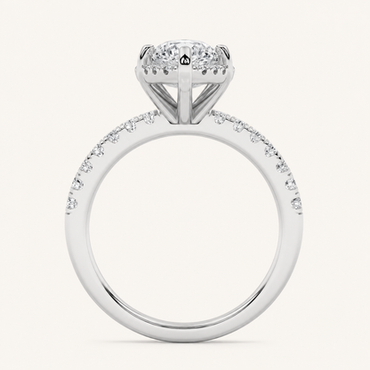 2CT Marquise Cut Lab Grown Diamond Halo Accented Engagement Ring