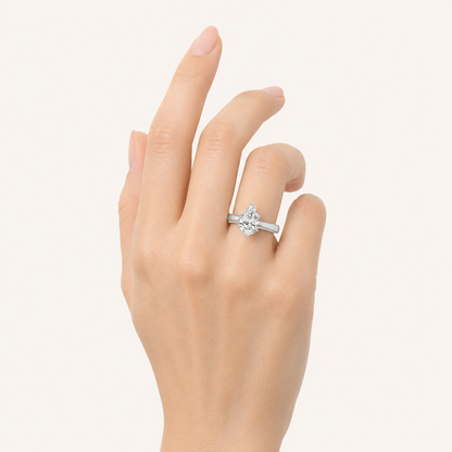 2.00 CT Pear Cut Lab Grown Diamond Tulip Motif Accented Solitaire Ring