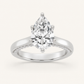 1.25 CT Pear Cut Lab Grown Diamond Tulip Motif Accented Solitaire Ring