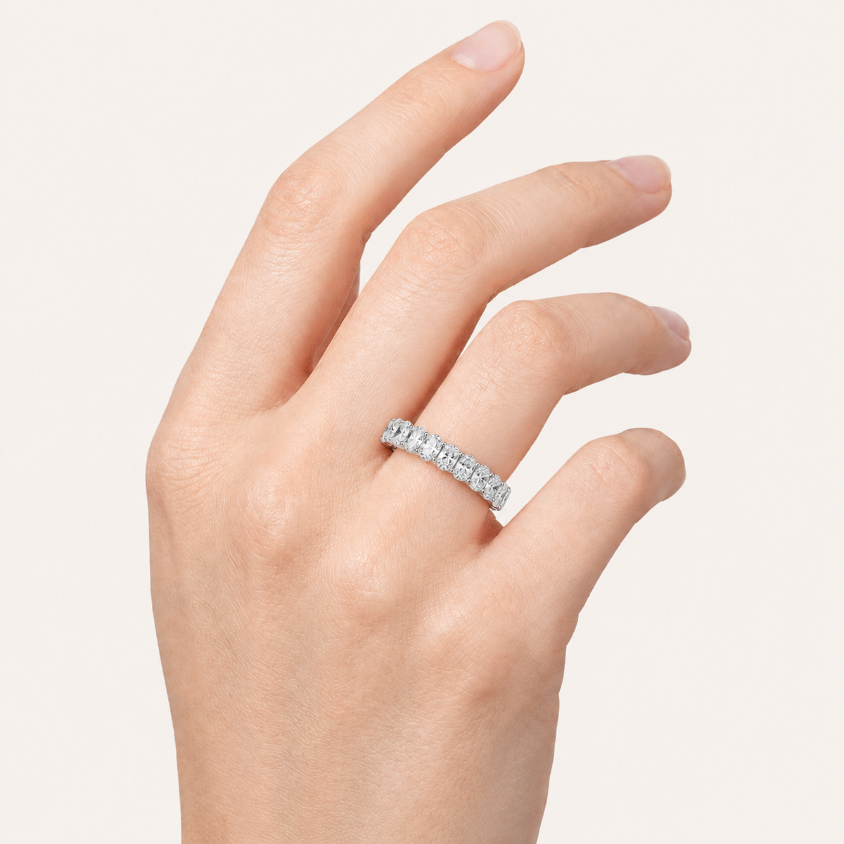 2.5CT Oval Cut Lab Grown Diamond Split Prong Eternity Ring