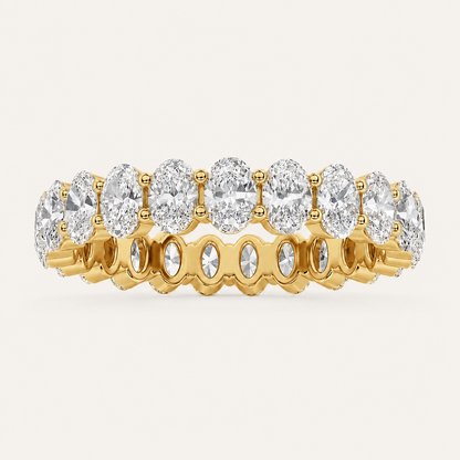 2.5CT Oval Shaped Lab Grown Diamond Split Prong Eternity Ring in 14K Gold (F/VS)