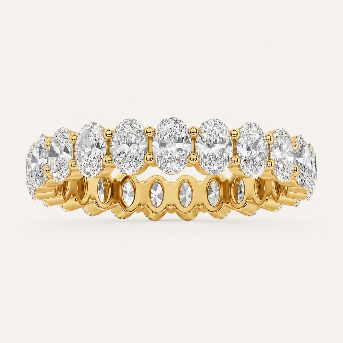 2.5CT Oval Cut Lab Grown Diamond Split Prong Eternity Ring