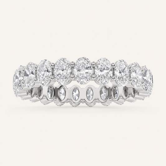 2.5CT Oval Shaped Lab Grown Diamond Split Prong Eternity Ring in 14K Gold (F/VS)
