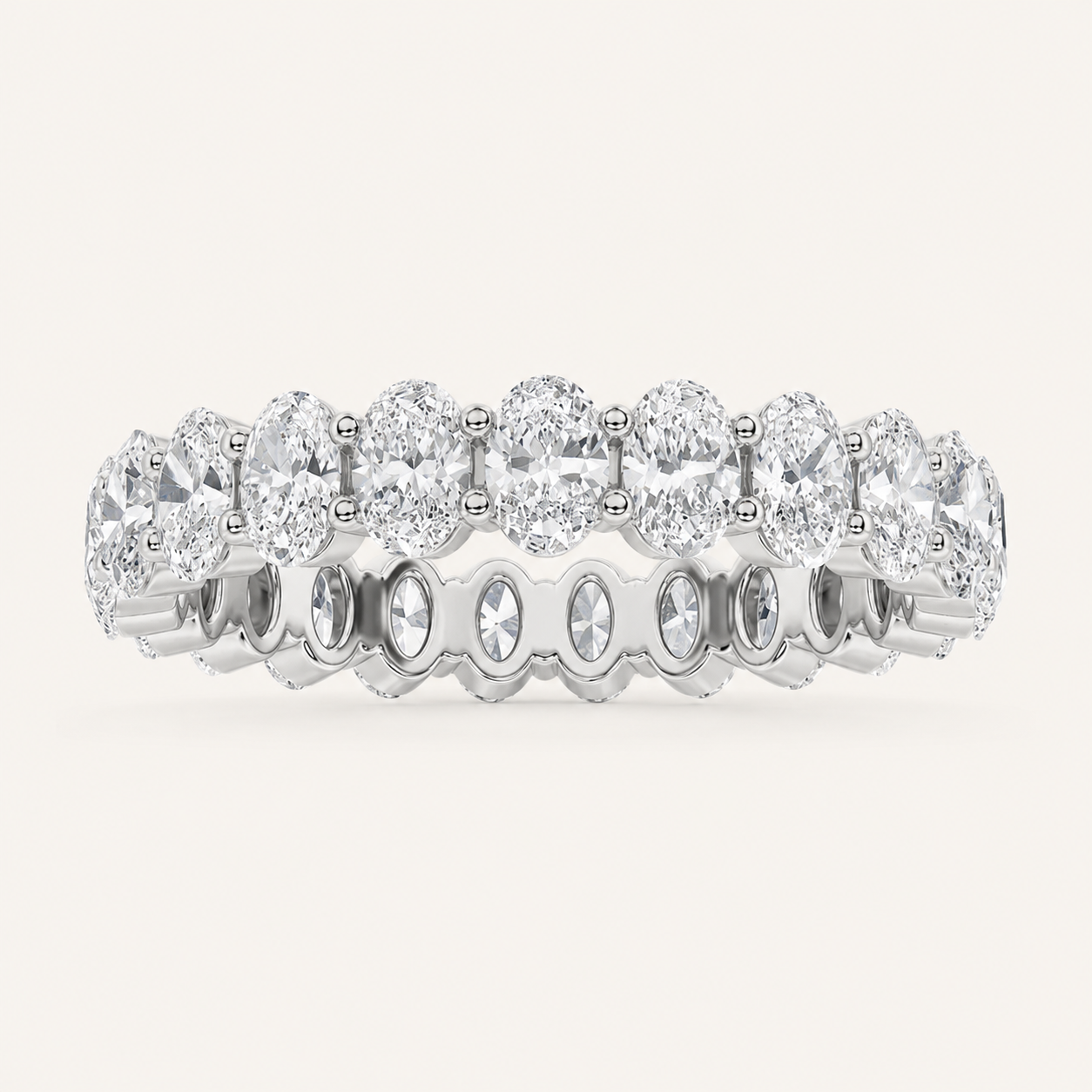 2.5CT Oval Cut Lab Grown Diamond Split Prong Eternity Ring