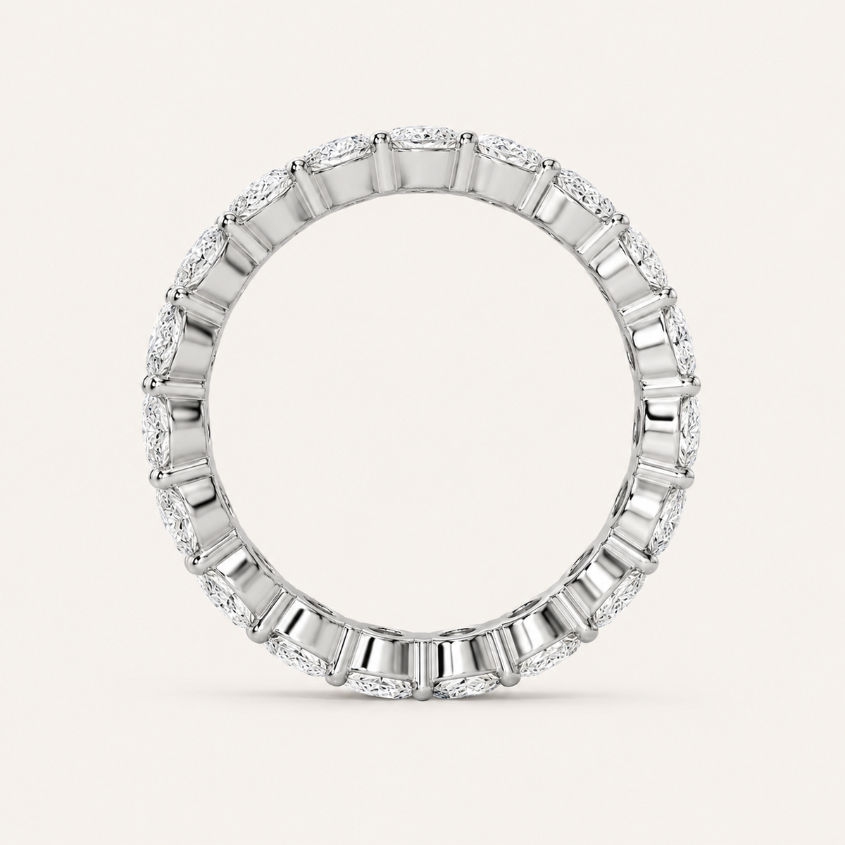 2.5CT Oval Shaped Lab Grown Diamond Split Prong Eternity Ring in 14K Gold (F/VS)