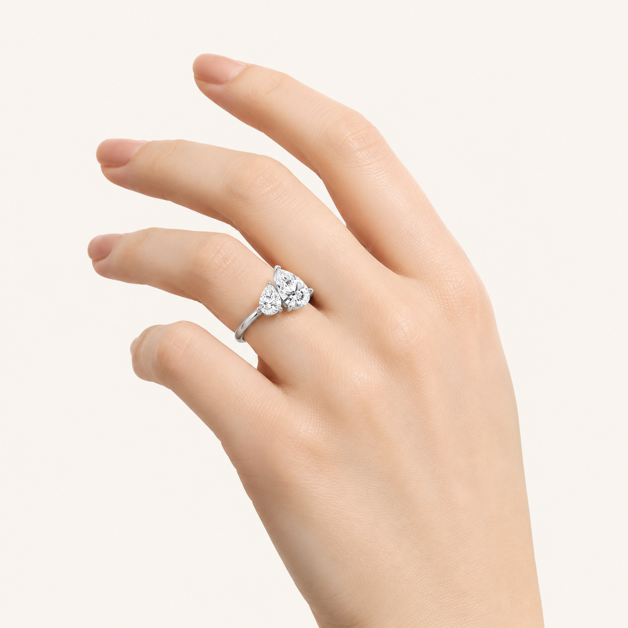 3.00 CT Pear Cut Lab Grown Diamond Toi et Moi Ring