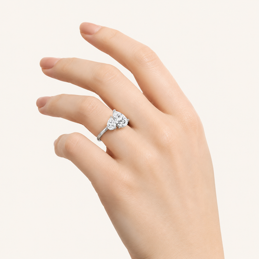 3.00 CT Pear Cut Lab Grown Diamond Toi et Moi Ring
