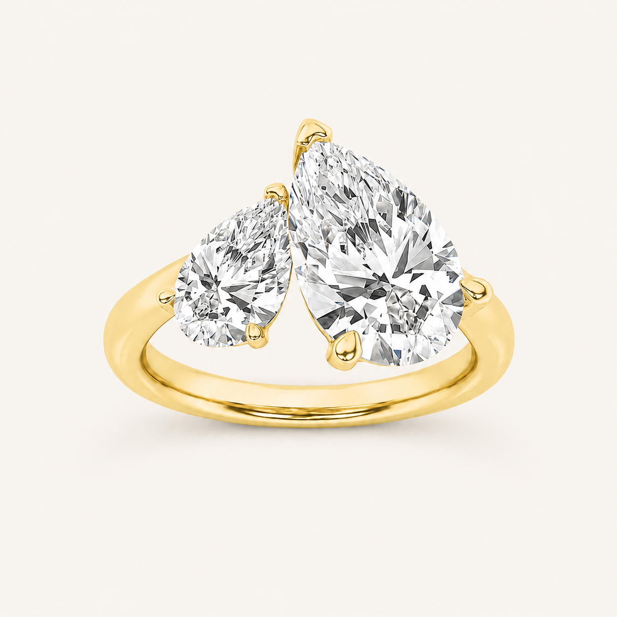 3.00 CT Pear Cut Lab Grown Diamond Toi et Moi Ring