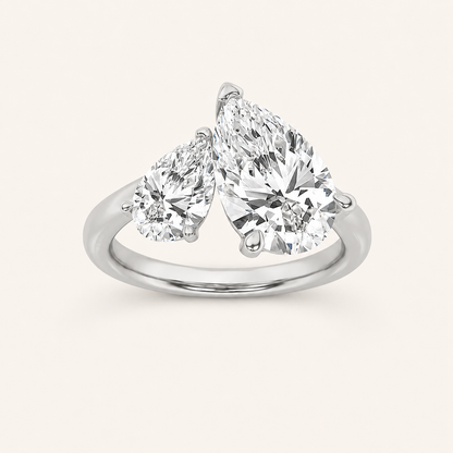 3.00 CT Pear Cut Lab Grown Diamond Toi et Moi Ring