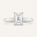 1.00 CT Emerald Cut Lab Grown Diamond Cathedral Shank Solitaire Ring