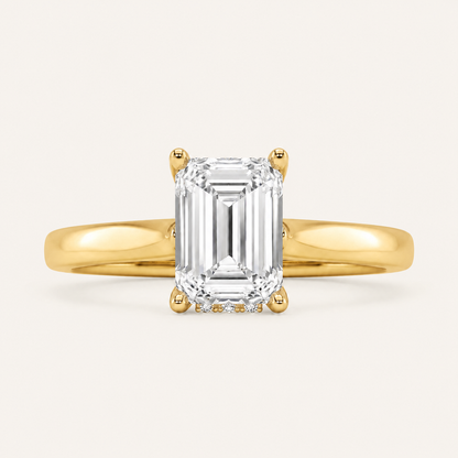 2.00 CT Emerald Cut Lab Grown Diamond Cathedral Shank Solitaire Ring