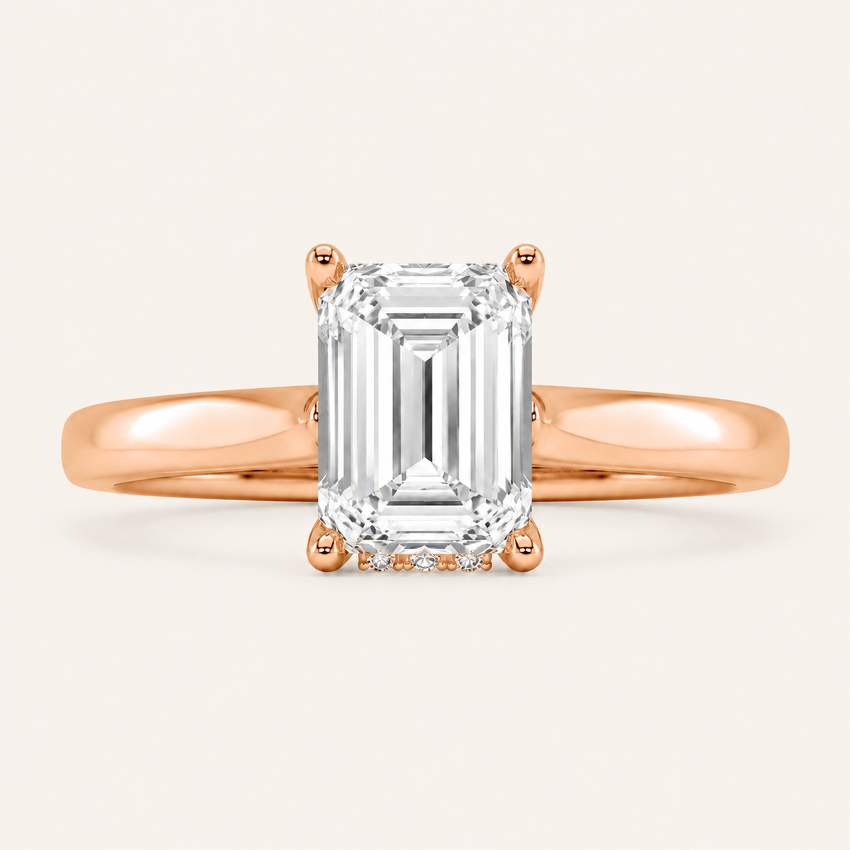 2.00 CT Emerald Cut Lab Grown Diamond Cathedral Shank Solitaire Ring