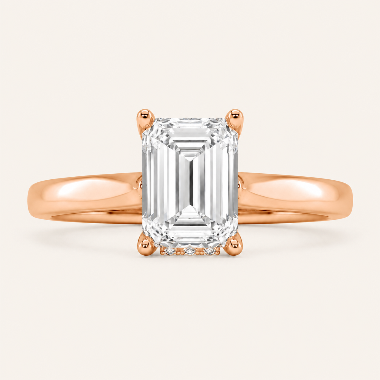 2.00 CT Emerald Cut Lab Grown Diamond Cathedral Shank Solitaire Ring