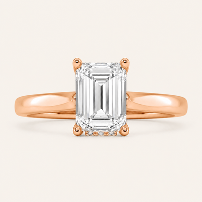 2.00 CT Emerald Cut Lab Grown Diamond Cathedral Shank Solitaire Ring