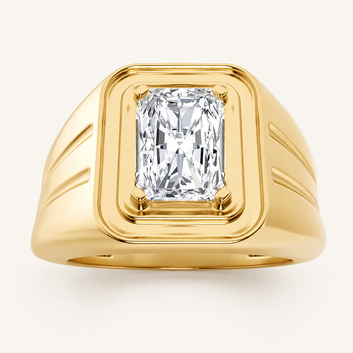 2CT Emerald Cut Lab Grown Diamond Men's Ring