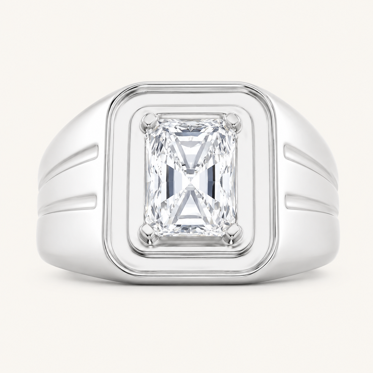 2CT Emerald Cut Lab Grown Diamond Men's Ring