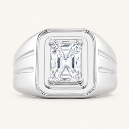 2CT Emerald Cut Lab Grown Diamond Men's Ring