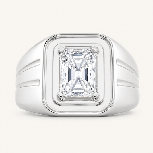 2CT Emerald Cut Lab Grown Diamond Men's Ring