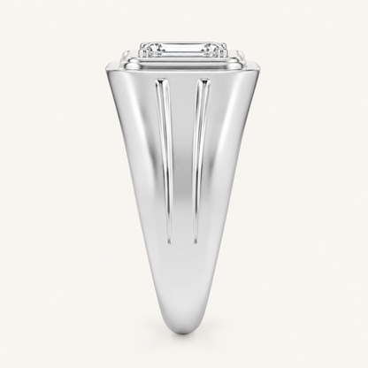 2CT Emerald Cut Lab Grown Diamond Men's Ring