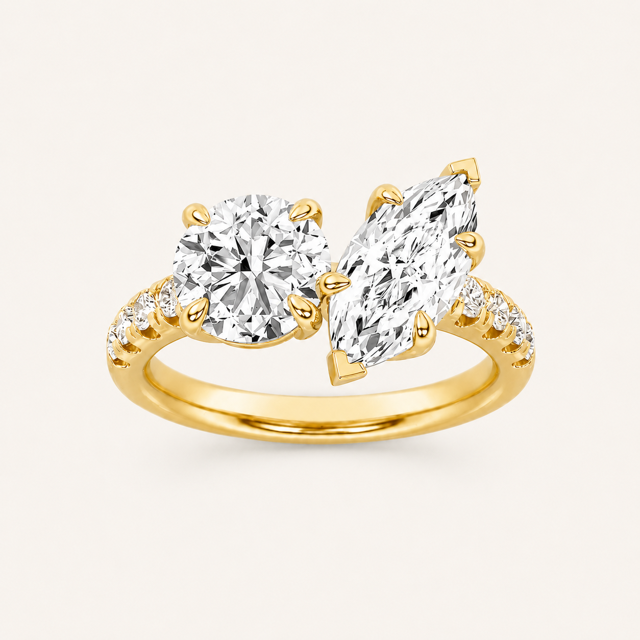 3.00 CT Round Cut Lab Grown Diamond Toi et Moi Ring