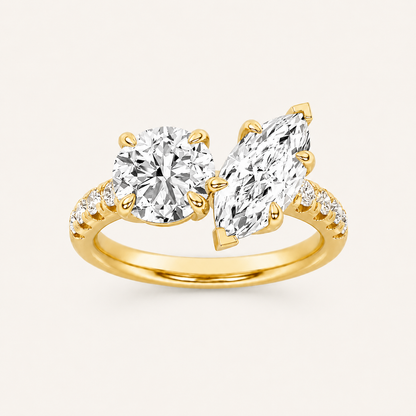 3.00 CT Round Cut Lab Grown Diamond Toi et Moi Ring