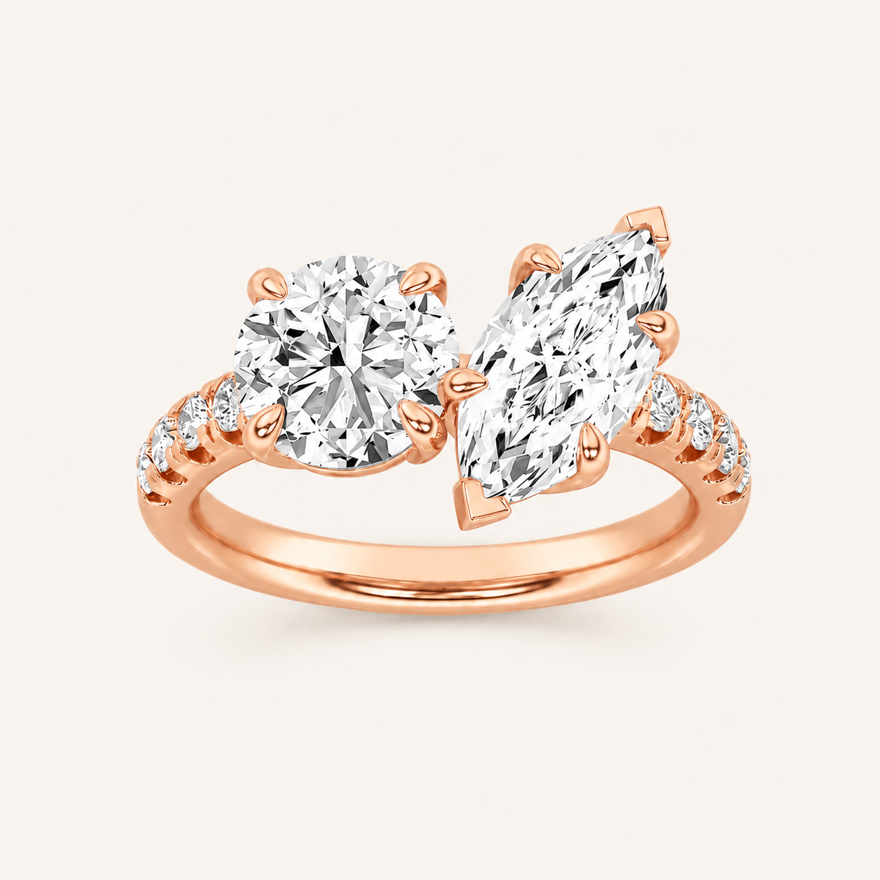 3.00 CT Round Cut Lab Grown Diamond Toi et Moi Ring